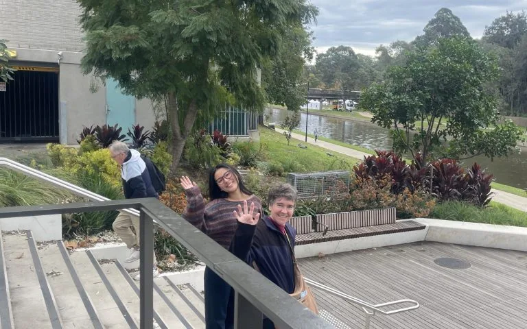 Three people spending time together in the community
